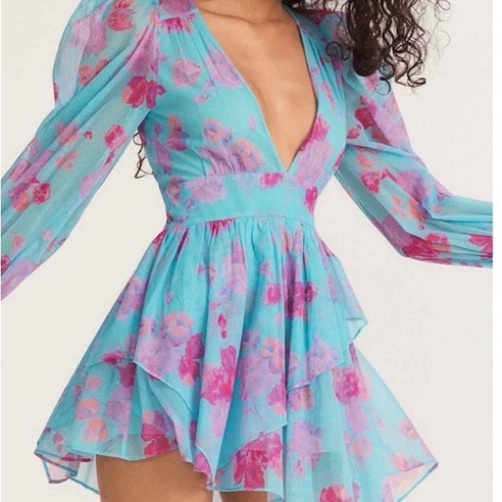 LoveShackFancy Blue Floral Mini Dress - Picture 3 of 15